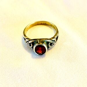 Celtic Sterling Silver and Garnet Woman’s Ring
